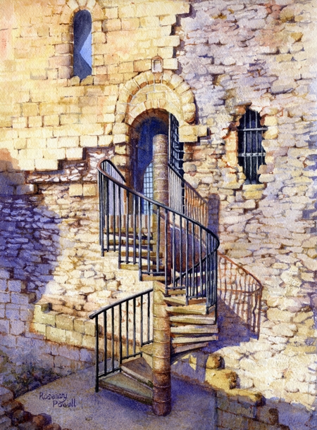 Spiral staircase at Peveril Castle